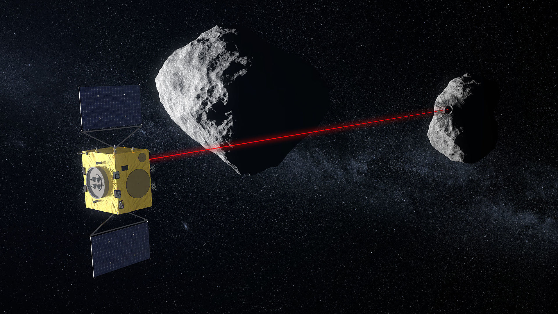 Sonda HERA skenující asteroid v těsné blízkosti