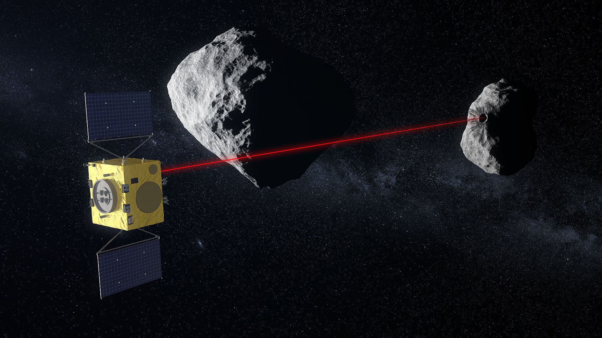Sonda HERA skenující asteroid v těsné blízkostiSonda HERA skenující asteroid v těsné blízkosti