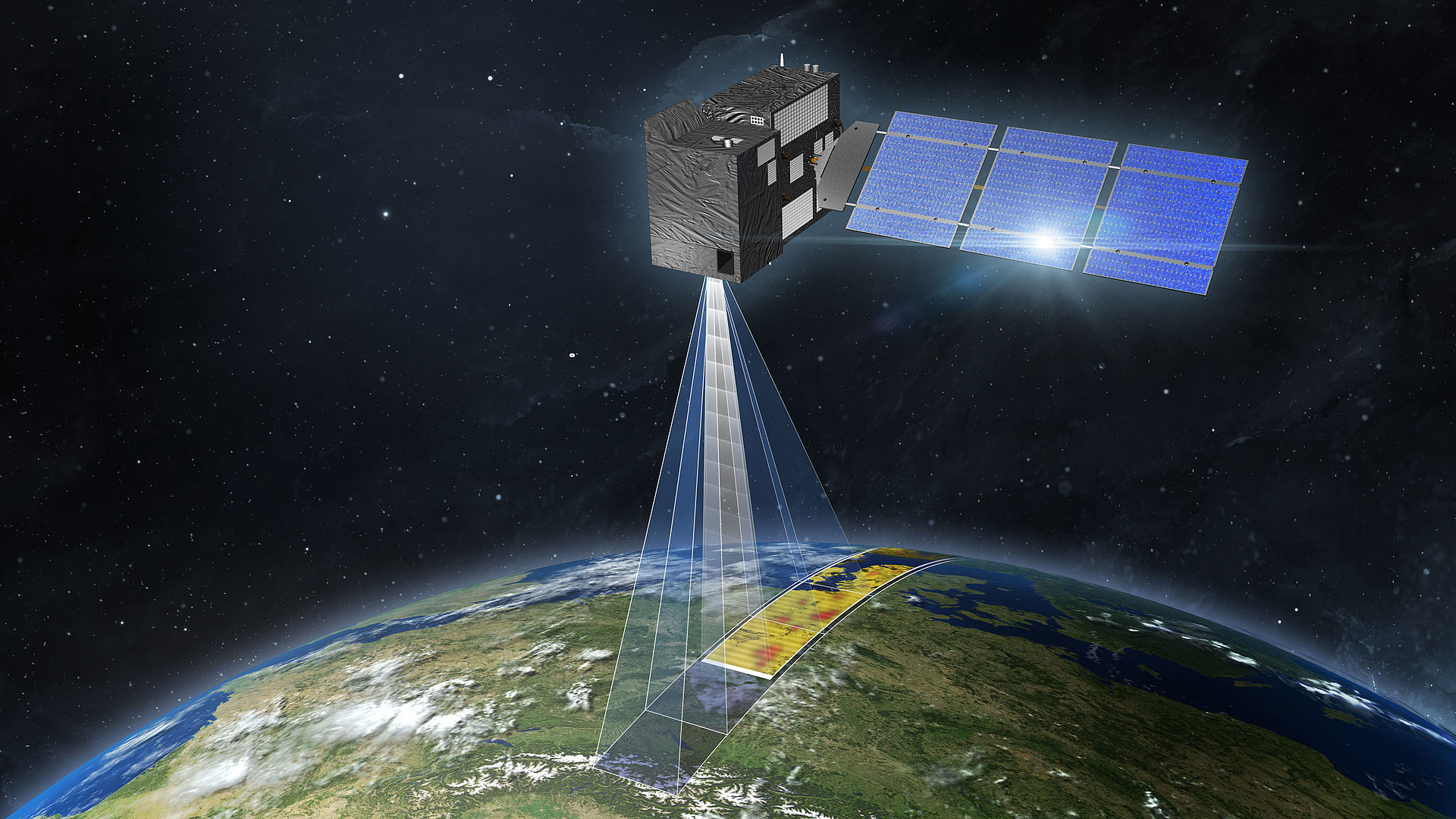 Satelit Copernicu skenující planetu Zemi