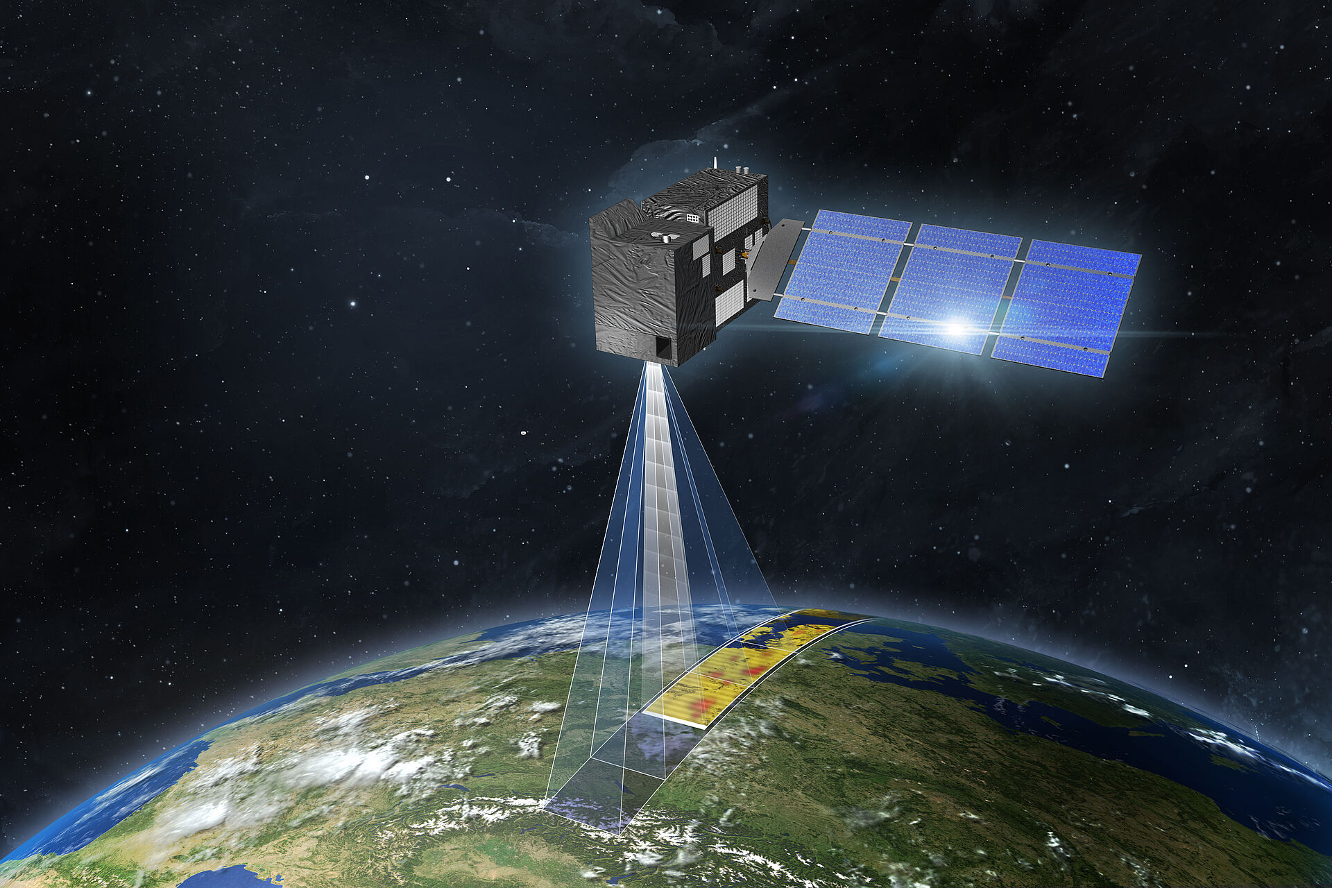 Satelit Copernicu skenující planetu Zemi