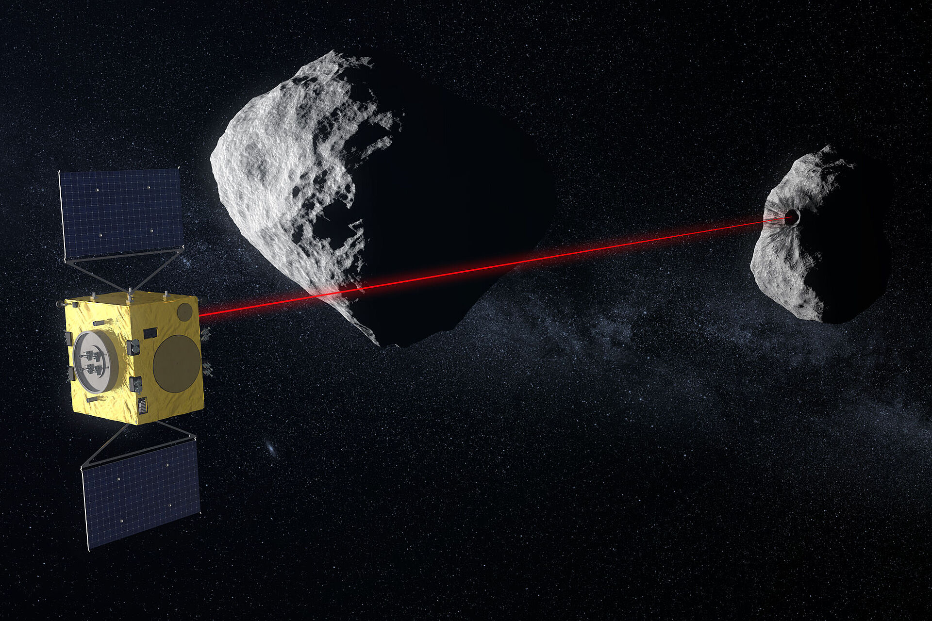 HERA HERA spacecraft scanning an asteroid in a close proximity