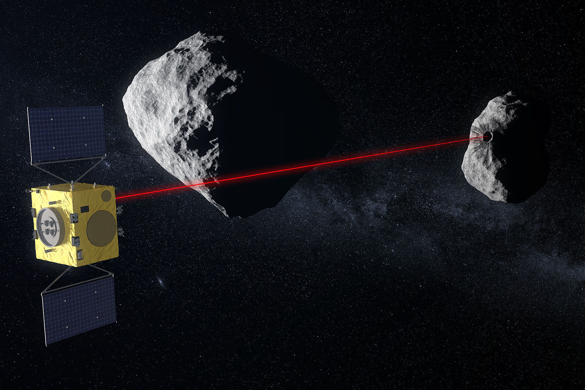 Sonda HERA skenující asteroid v těsné blízkosti