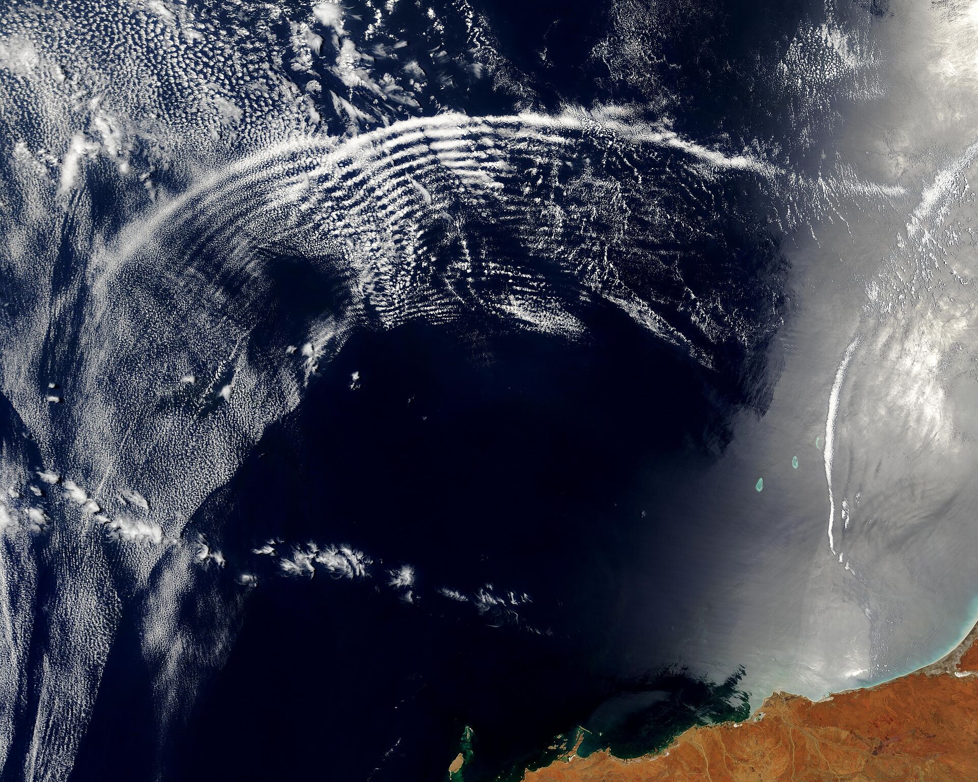 Atmospheric Gravity Waves over the Indian Ocean. Image credit: J. Descloitres, MODIS, Rapid Response Team, NASA/GSFC